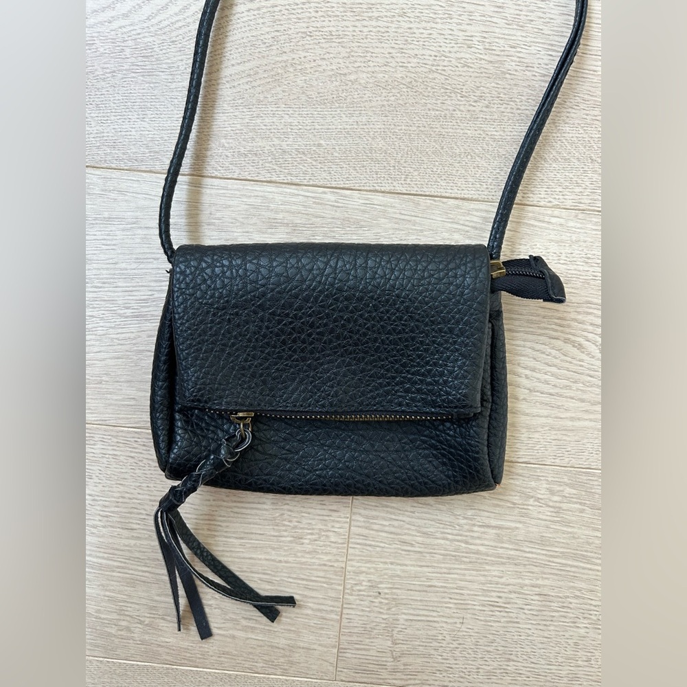 Black Vegan Leather Mini Crossbody Bag - Picture 1 of 5